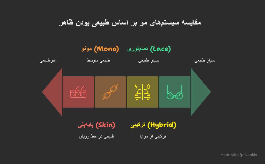 مقایسه سیستم های مو براساس طبیعی بودن ظاهر